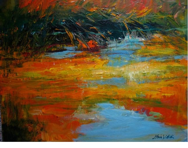 Painting by Gloria Coker - Autumn Reflections