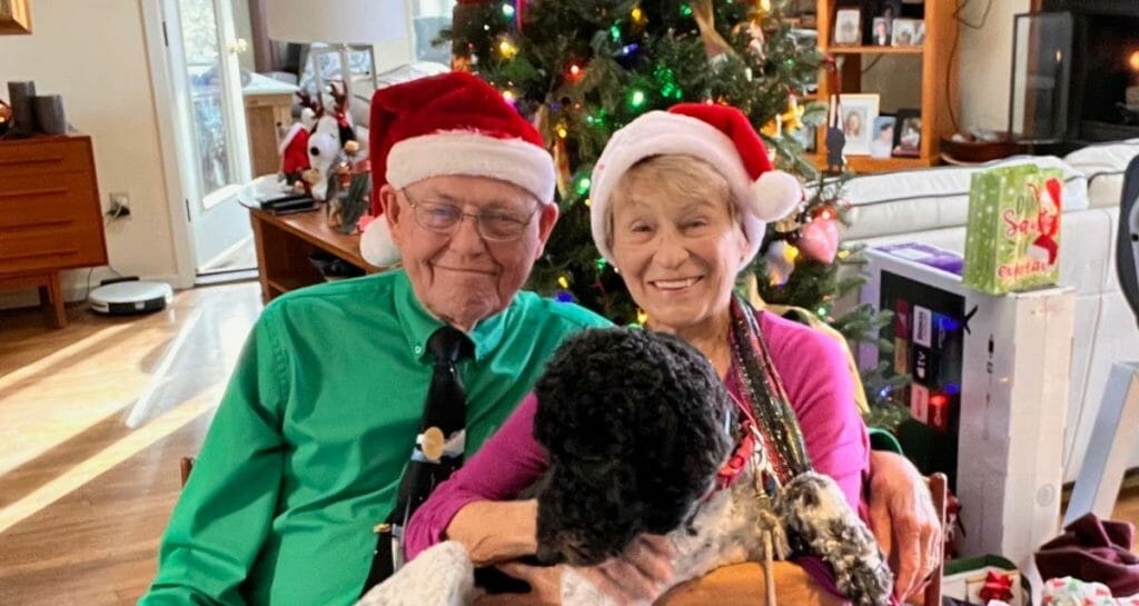 Gloria and Luke Coker Celebrating Christmas