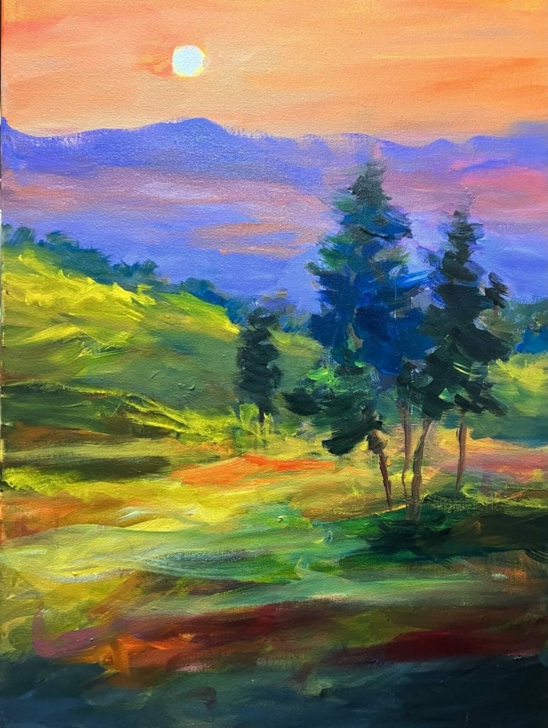 Sunset over the Mountains 24x18