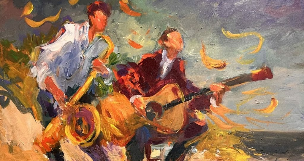 Sax and Guitar on the Beach