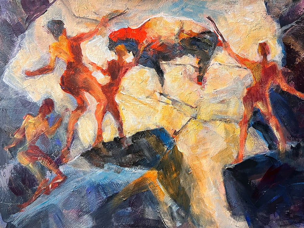 Rethinking my painting life with cave women painting bison