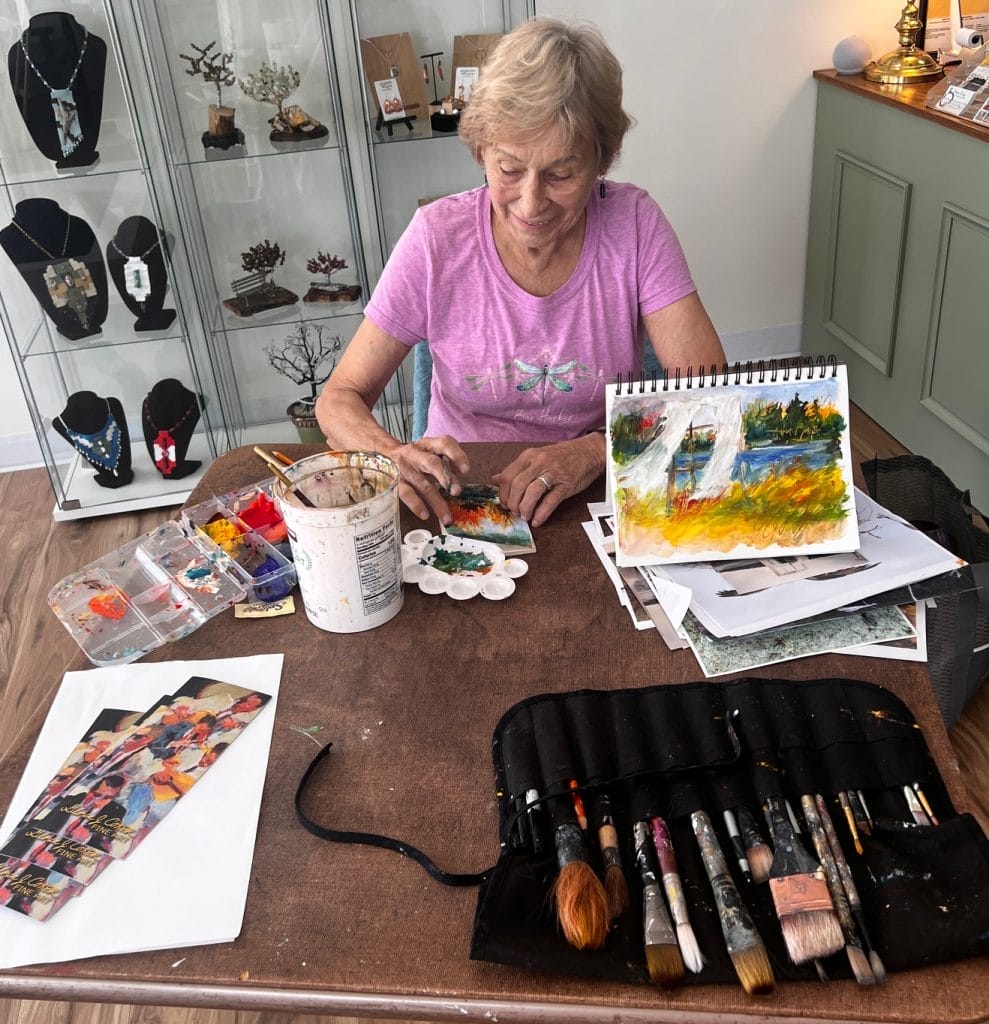 Artist Gloria Coker demonstrating